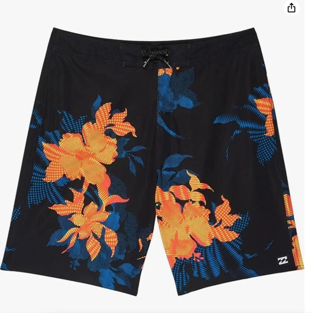 NWT Billabong Boys' Sundays Pro Boardshort, no liner, 27 waist, "Neon Night"